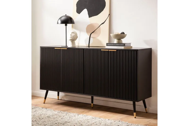 Sideboard Wohnling Folierad spånskiva ekoptik 150 cm 4 dörrar modern - Möbler - Bord & matgrupper - Avlastningsbord - Konsolbord & sidobord