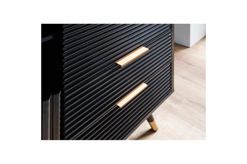 Sideboard Wohnling Folierad spånskiva ekoptik 77 cm 2 dörrar 2 lådor förvaringsutrymme modern - Möbler - Bord & matgrupper - Avlastningsbord - Brickbord & småbord