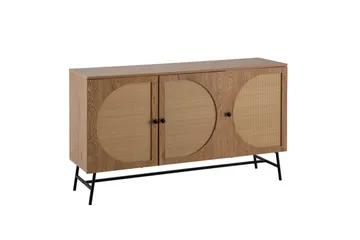 Sideboard Wohnling Folierad spånskiva ekoptik halvcirkel rottingväv look 3 dörrar modern - Möbler - Bord & matgrupper - Avlastningsbord - Brickbord & småbord