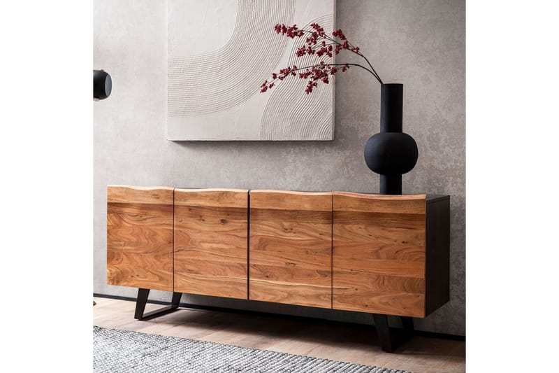 Sideboard Wohnling Massiv trä träd kant 180 cm 4 dörrar industriell - Förvaring - Förvaringsmöbler - Sideboard & skänk