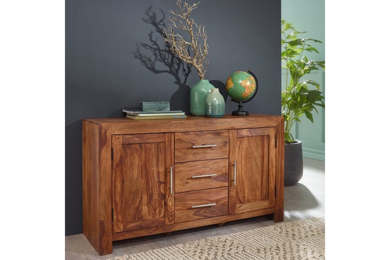 Sideboard Wohnling Massivt trä 118 x 40 cm 2 dörrar 3 lådor lantstil - Möbler - Bord & matgrupper - Avlastningsbord - Brickbord & småbord
