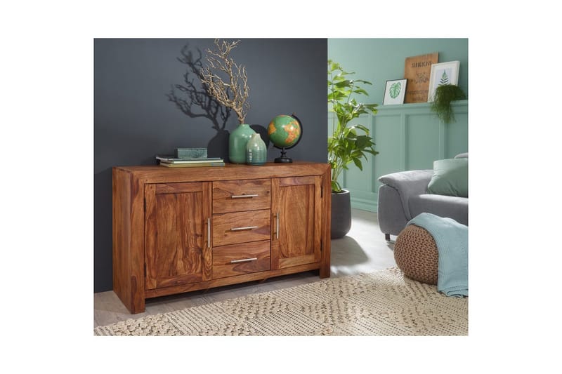 Sideboard Wohnling Massivt trä 118 x 40 cm 2 dörrar 3 lådor lantstil - Möbler - Bord & matgrupper - Avlastningsbord - Brickbord & småbord