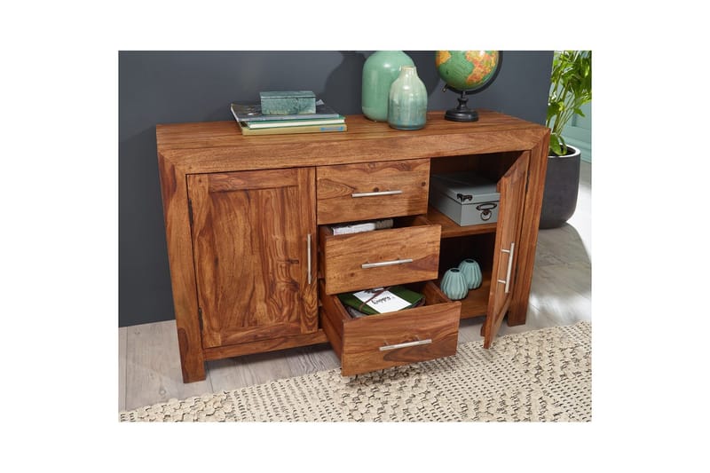 Sideboard Wohnling Massivt trä 118 x 40 cm 2 dörrar 3 lådor lantstil - Förvaring - Förvaringsmöbler - Sideboard & skänk