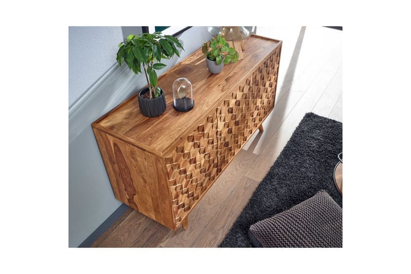 Sideboard Wohnling Massivt trä 3D kub-look front 138 cm Lantlig stil - Förvaring - Förvaringsmöbler - Sideboard & skänk