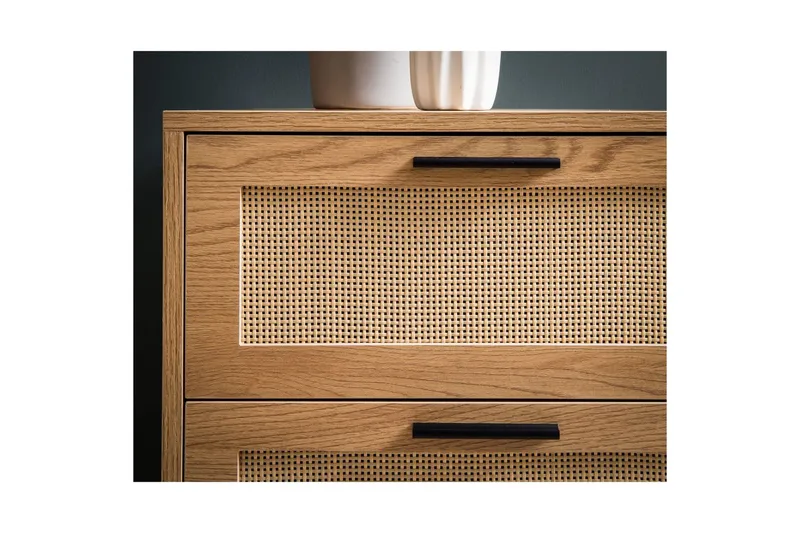 Sideboard Wohnling Melaminbelagd MDF-ekoptik, 3 lådor, 1 dörr med rottingfront Modern - Möbler - Bord & matgrupper - Avlastningsbord - Brickbord & småbord