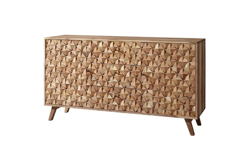 Sideboard Wohnling Rewa Solitt Trä 160 cm med Kubisk Front 2 Dörrar 3 Lådor Lantligt, undefined