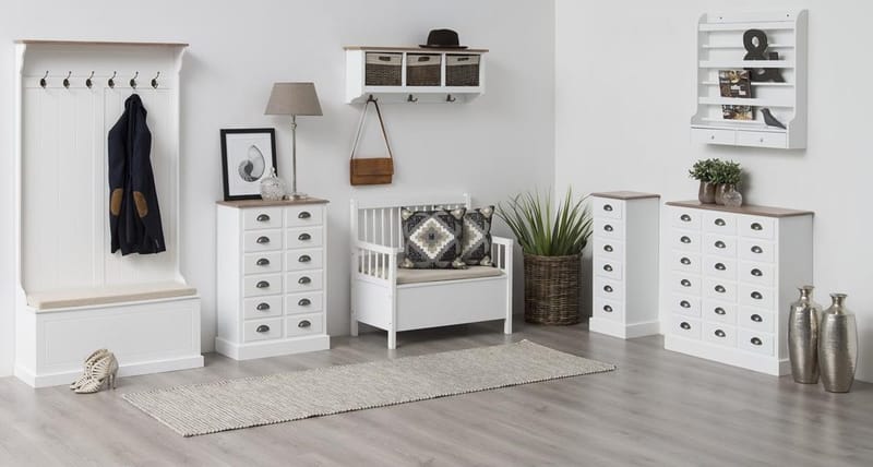 Köksbänk med förvaring, vit/beige