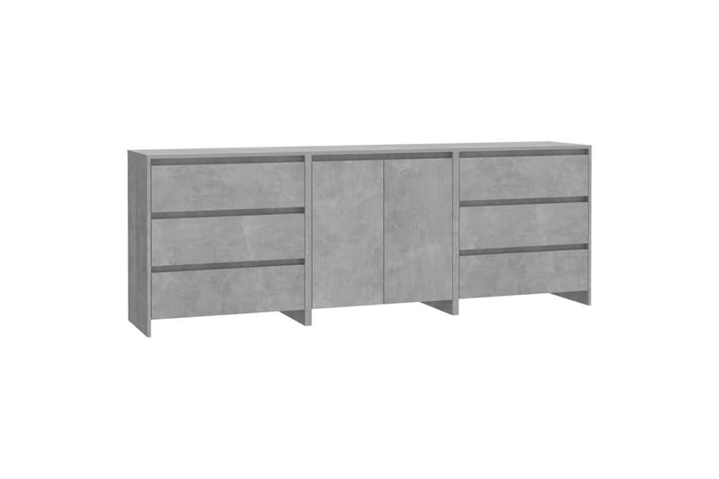 Skänk 3 delar betonggrå konstruerat trä - Betonggrå - Förvaring - Förvaringsmöbler - Sideboard & skänk