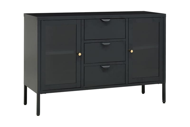 Skänk antracit 105x35x70 cm stål och härdat glas - Grå - Sideboard & skänk