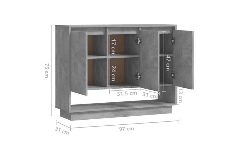 Skänk betonggrå 97x31x75 cm spånskiva - Betonggrå - Förvaring - Förvaringsmöbler - Sideboard & skänk