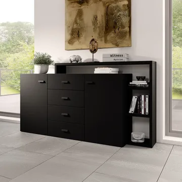 Skänk Bota 2 dörrar med 4 lådor - Svart supermatt - Förvaring - Förvaringsmöbler - Sideboard & skänk