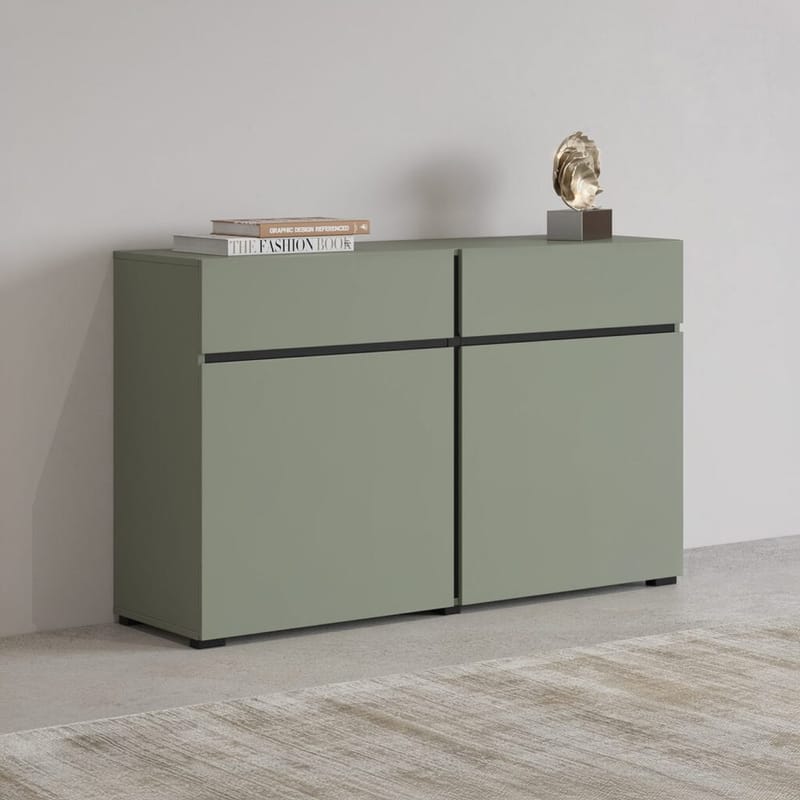 Skänk Cross 2 dörrar med 2 lådor - Grön - Svart - Förvaring - Förvaringsmöbler - Sideboard & skänk