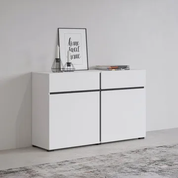 Skänk Cross 2 dörrar med 2 lådor - Vit - Svart - Förvaring - Förvaringsmöbler - Sideboard & skänk