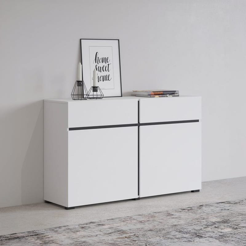 Skänk Cross 2 dörrar med 2 lådor - Vit - Svart - Förvaring - Förvaringsmöbler - Sideboard & skänk