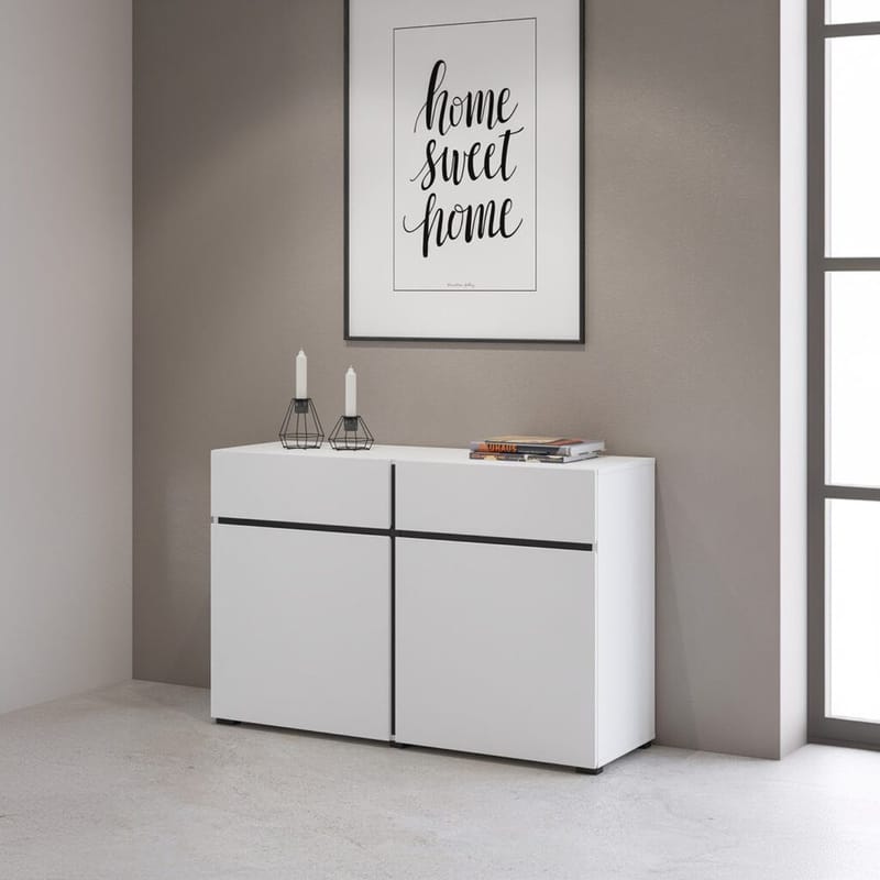 Skänk Cross 2 dörrar med 2 lådor - Vit - Svart - Förvaring - Förvaringsmöbler - Sideboard & skänk