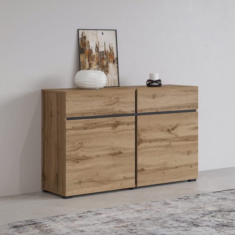 Skänk Cross 2 dörrar med 2 lådor - Wotan Ek - Svart - Förvaring - Förvaringsmöbler - Sideboard & skänk