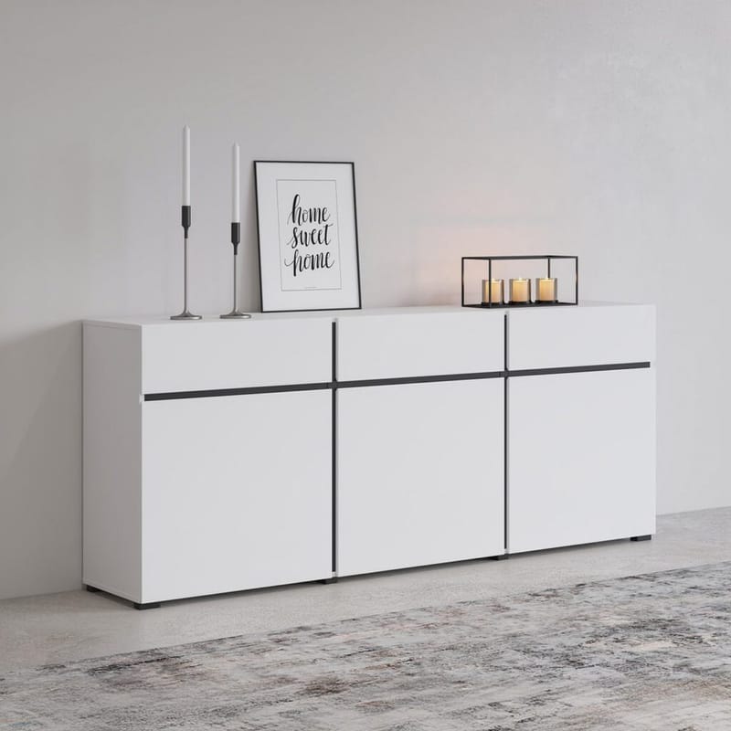 Skänk Cross 3 dörrar med 3 lådor - Vit - Svart - Förvaring - Förvaringsmöbler - Sideboard & skänk