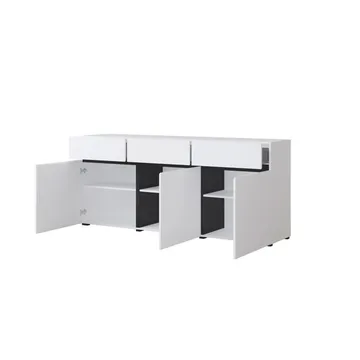 Skänk Cross 3 dörrar med 3 lådor - Vit - Svart - Förvaring - Förvaringsmöbler - Sideboard & skänk