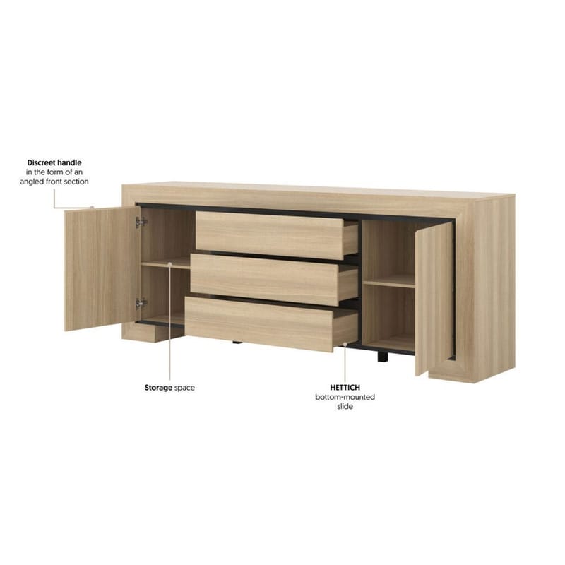 Skänk Cuba II 2 Dörrar med 3 Lådor - Förvaring - Förvaringsmöbler - Sideboard & skänk