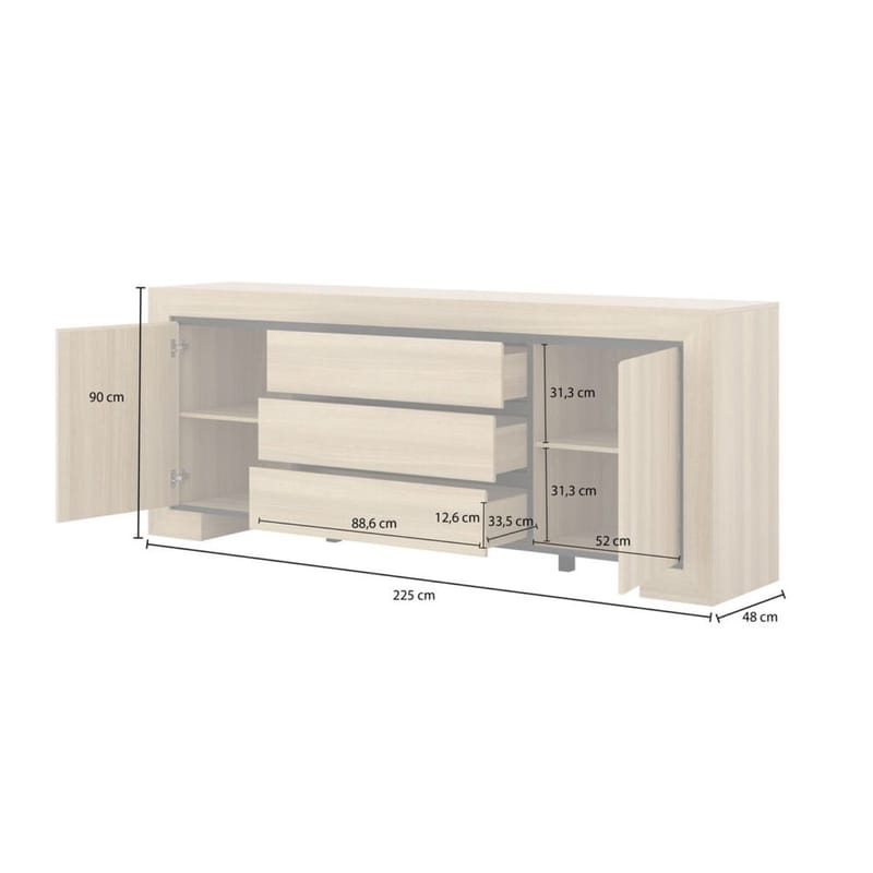 Skänk Cuba II 2 Dörrar med 3 Lådor - Förvaring - Förvaringsmöbler - Sideboard & skänk