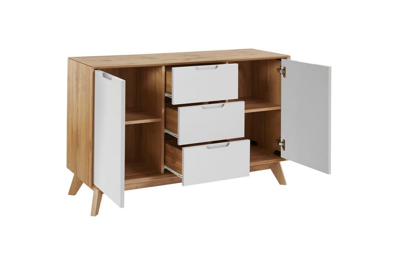 Skänk Ezra 120x40x75 cm, Wotan-ek/Vit - 120x40x75 cm, Wotan-ek/Vit - Förvaring - Förvaringsmöbler - Sideboard & skänk