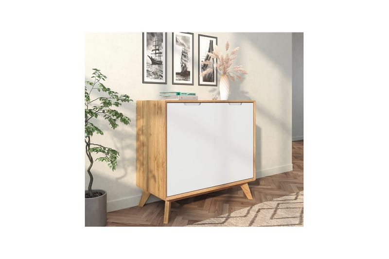 Skänk Ezra 80x40x75 cm, Wotan-ek/Vit - 80x40x75 cm, Wotan-ek/Vit - Förvaring - Förvaringsmöbler - Sideboard & skänk