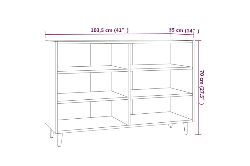 Skänk grå sonoma-ek 103,5x35x70 cm spånskiva - Grå ek - Sideboard & skänk