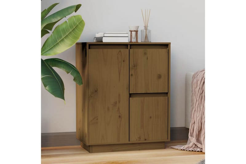 Skänk honungsbrun 60x34x75 cm massiv furu - Brun - Förvaring - Förvaringsmöbler - Sideboard & skänk