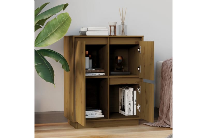 Skänk honungsbrun 60x34x75 cm massiv furu - Brun - Förvaring - Förvaringsmöbler - Sideboard & skänk
