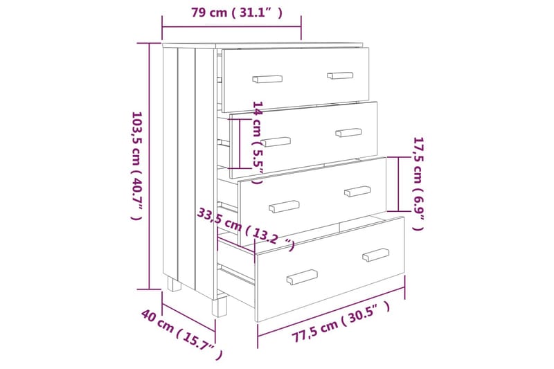 Skänk honungsbrun 79x40x103,5 cm massiv furu - Honung - Sideboard & skänk