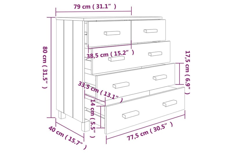 Skänk honungsbrun 79x40x80 cm massiv furu - Honung - Sideboard & skänk