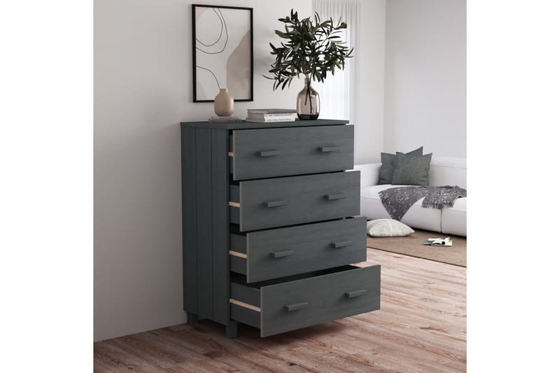 Skänk mörkgrå 79x40x103,5 cm massiv furu - Mörkgrå - Förvaring - Förvaringsmöbler - Sideboard & skänk