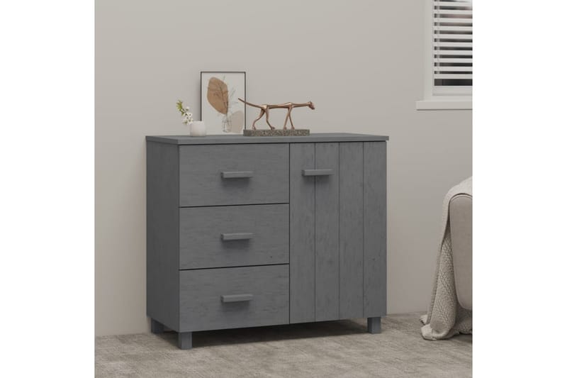 Skänk mörkgrå 90x40x80 cm massiv furu - Mörkgrå - Förvaring - Förvaringsmöbler - Sideboard & skänk
