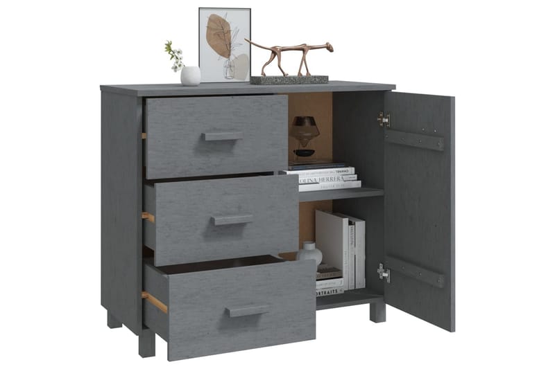 Skänk mörkgrå 90x40x80 cm massiv furu - Mörkgrå - Förvaring - Förvaringsmöbler - Sideboard & skänk