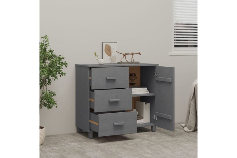 Skänk mörkgrå 90x40x80 cm massiv furu - Mörkgrå - Förvaring - Förvaringsmöbler - Sideboard & skänk