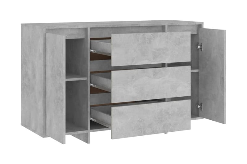 Skänk med 3 lådor betonggrå 120x41x75 cm spånskiva - Betonggrå - Sideboard & skänk