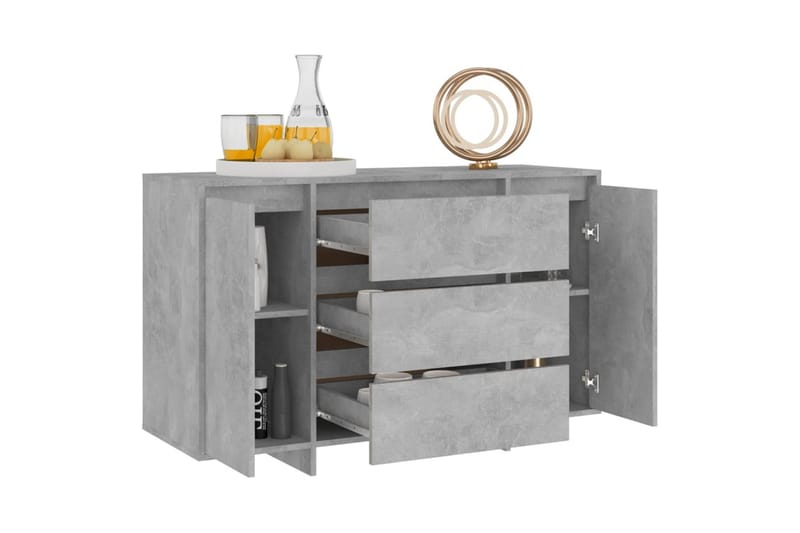 Skänk med 3 lådor betonggrå 120x41x75 cm spånskiva - Betonggrå - Sideboard & skänk