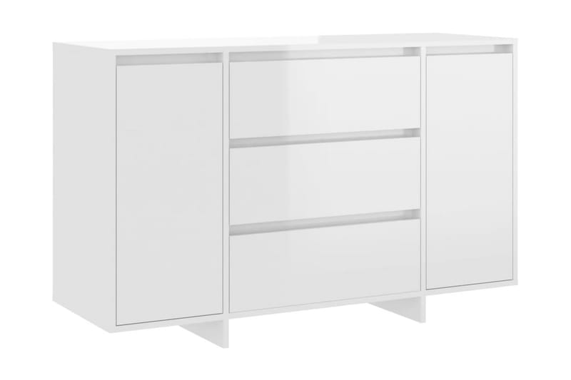 Skänk med 3 lådor vit högglans 120x41x75 cm spånskiva - Vit högglans - Sideboard & skänk