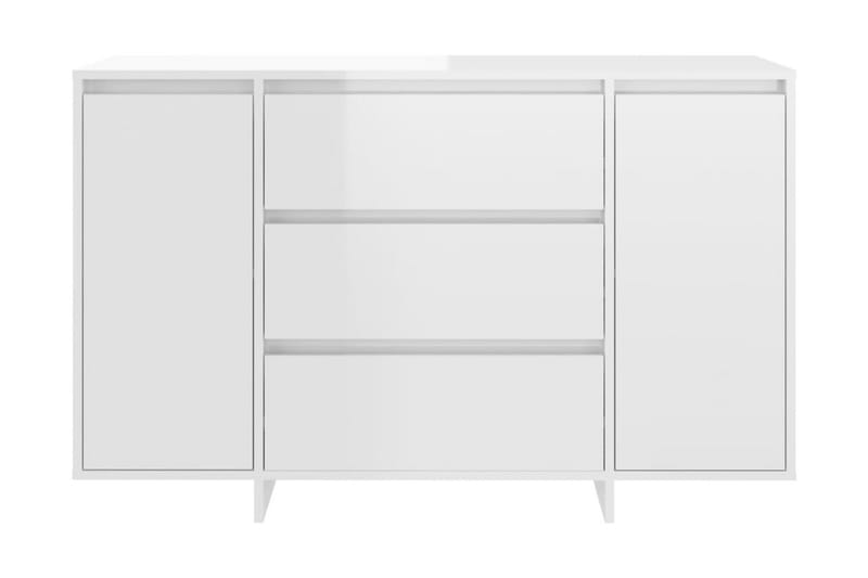 Skänk med 3 lådor vit högglans 120x41x75 cm spånskiva - Vit högglans - Sideboard & skänk