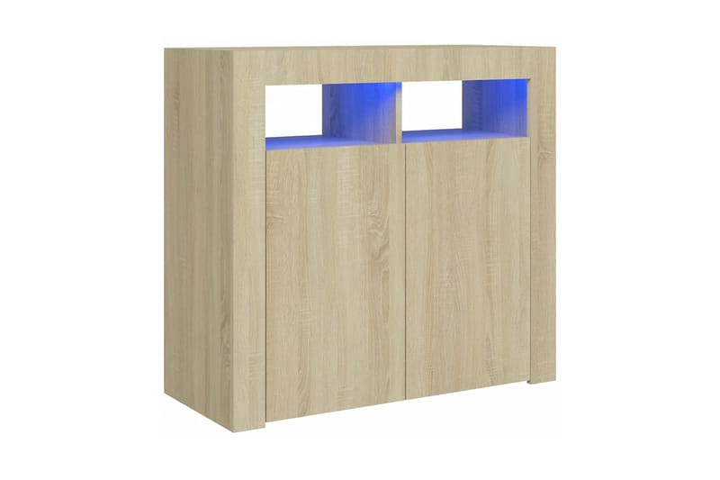 Skänk med LED-belysning sonoma-ek 80x35x75 cm - Brun - Sideboard & skänk