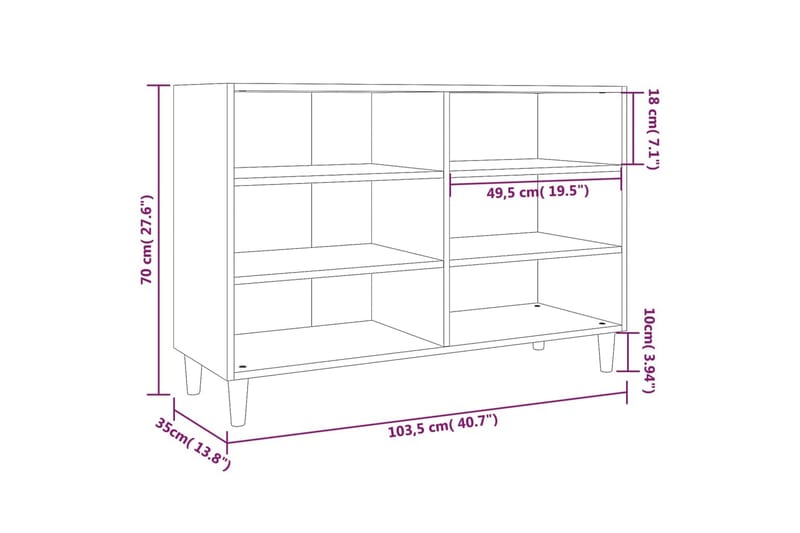 Skänk rökfärgad ek 103,5x35x70 cm spånskiva - Rökfärgad ek - Förvaring - Förvaringsmöbler - Sideboard & skänk