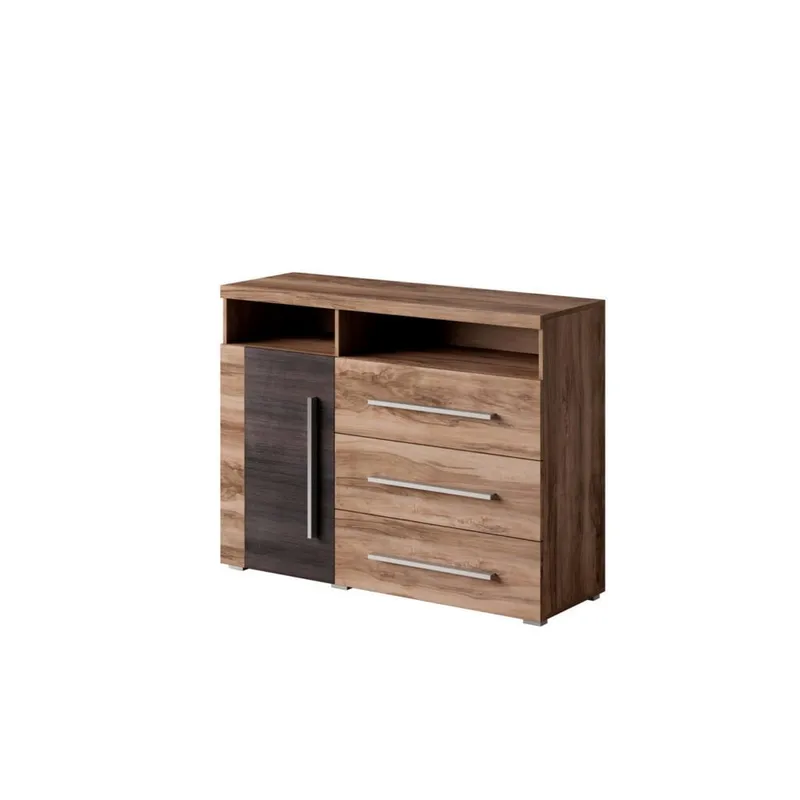 Skänk Roger 1 Dörr med 3 Lådor, Satin Valnöt