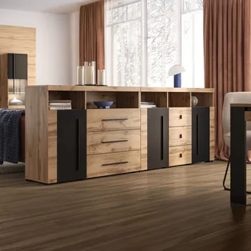 Skänk Roger 2 Dörrar med 3 Lådor - Wotan Ek, 132 cm - Förvaring - Förvaringsmöbler - Sideboard & skänk
