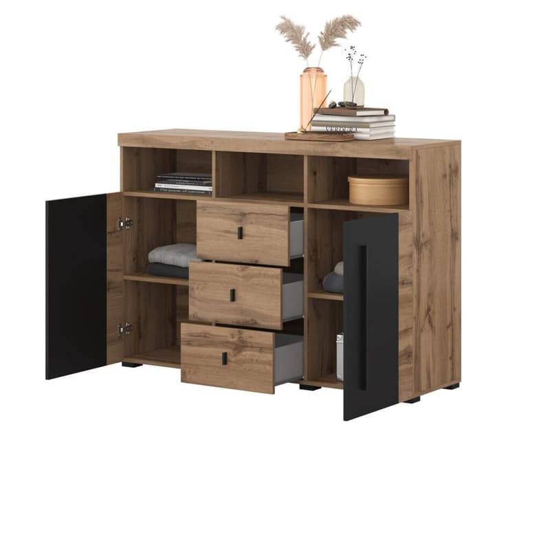 Skänk Roger 2 Dörrar med 3 Lådor - Wotan Ek, 132 cm - Förvaring - Förvaringsmöbler - Sideboard & skänk