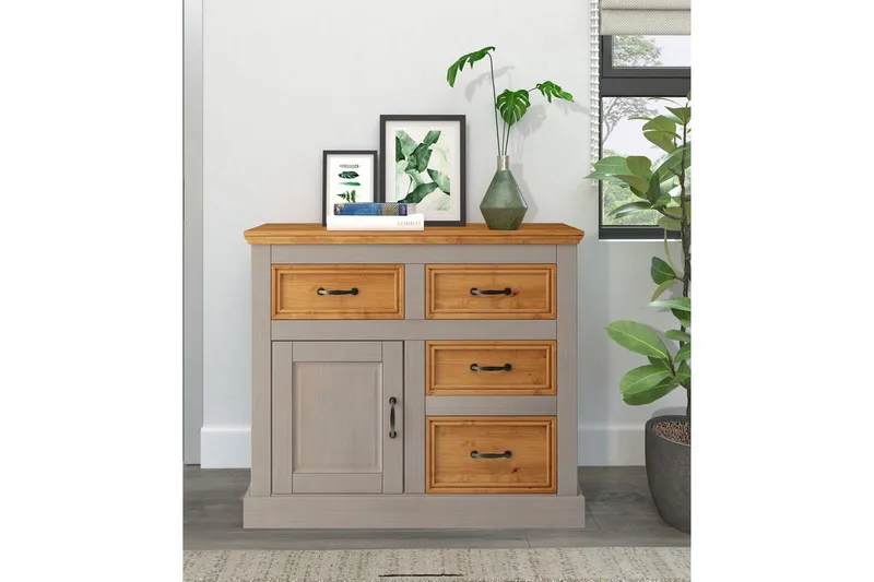 Skänk Selma 100x38x87 cm, Grå/Fläck/Vax - 100x38x87 cm, Grå/Fläck/Vax - Förvaring - Förvaringsmöbler - Sideboard & skänk