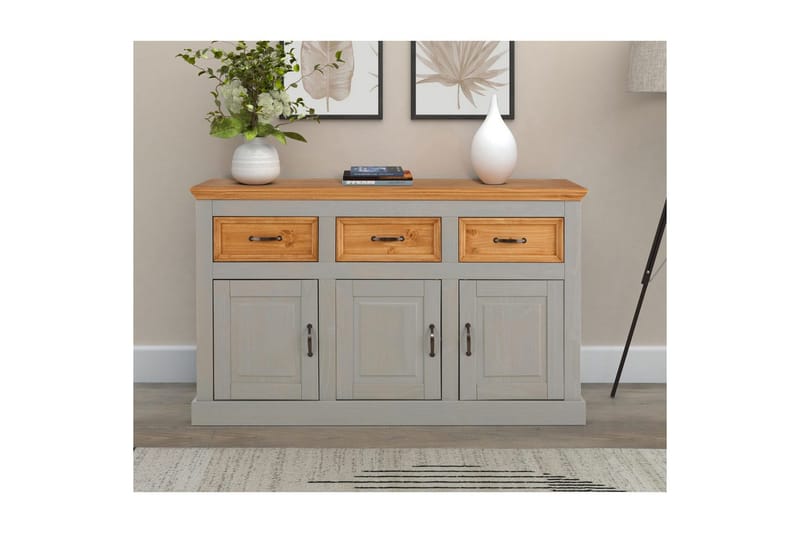 Skänk Selma 145x38x87 cm, Grå/Fläck/Vax - 145x38x87 cm, Grå/Fläck/Vax - Förvaring - Förvaringsmöbler - Sideboard & skänk