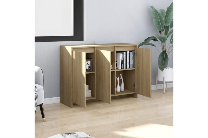 Skänk sonoma-ek 102x33x75 cm spånskiva - Ek - Förvaring - Förvaringsmöbler - Sideboard & skänk