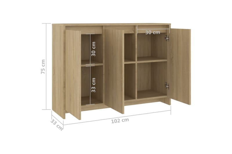 Skänk sonoma-ek 102x33x75 cm spånskiva - Ek - Förvaring - Förvaringsmöbler - Sideboard & skänk