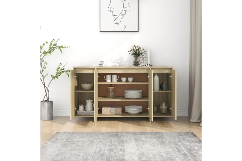 Skänk sonoma-ek 135x41x75 cm spånskiva - Ek - Förvaring - Förvaringsmöbler - Sideboard & skänk