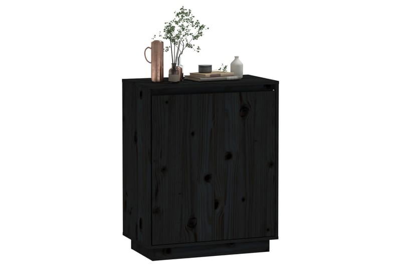 Skänk svart 60x34x75 cm massiv furu - Svart - Sideboard & skänk